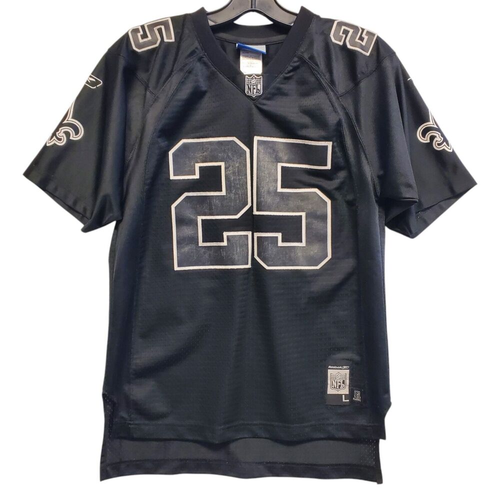 NEW ORLEANS SAINTS Jersey YOUTH Large Black REGGIE BUSH #25 REEBOK NFL Football